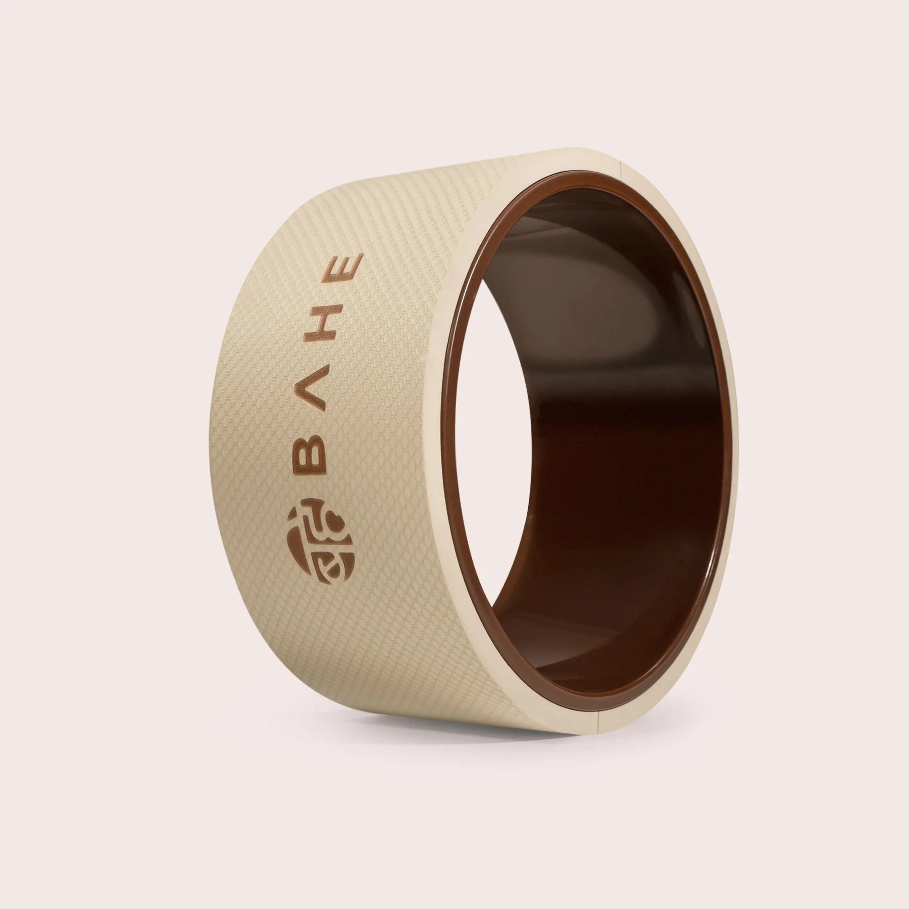 BAHE Yoga Wheel for Back Stretching & Flexibility - 28x12cm Regular Size in Dusty Beige | Perfect for Yoga, Pilates, Back Pain Relief & Home Workouts