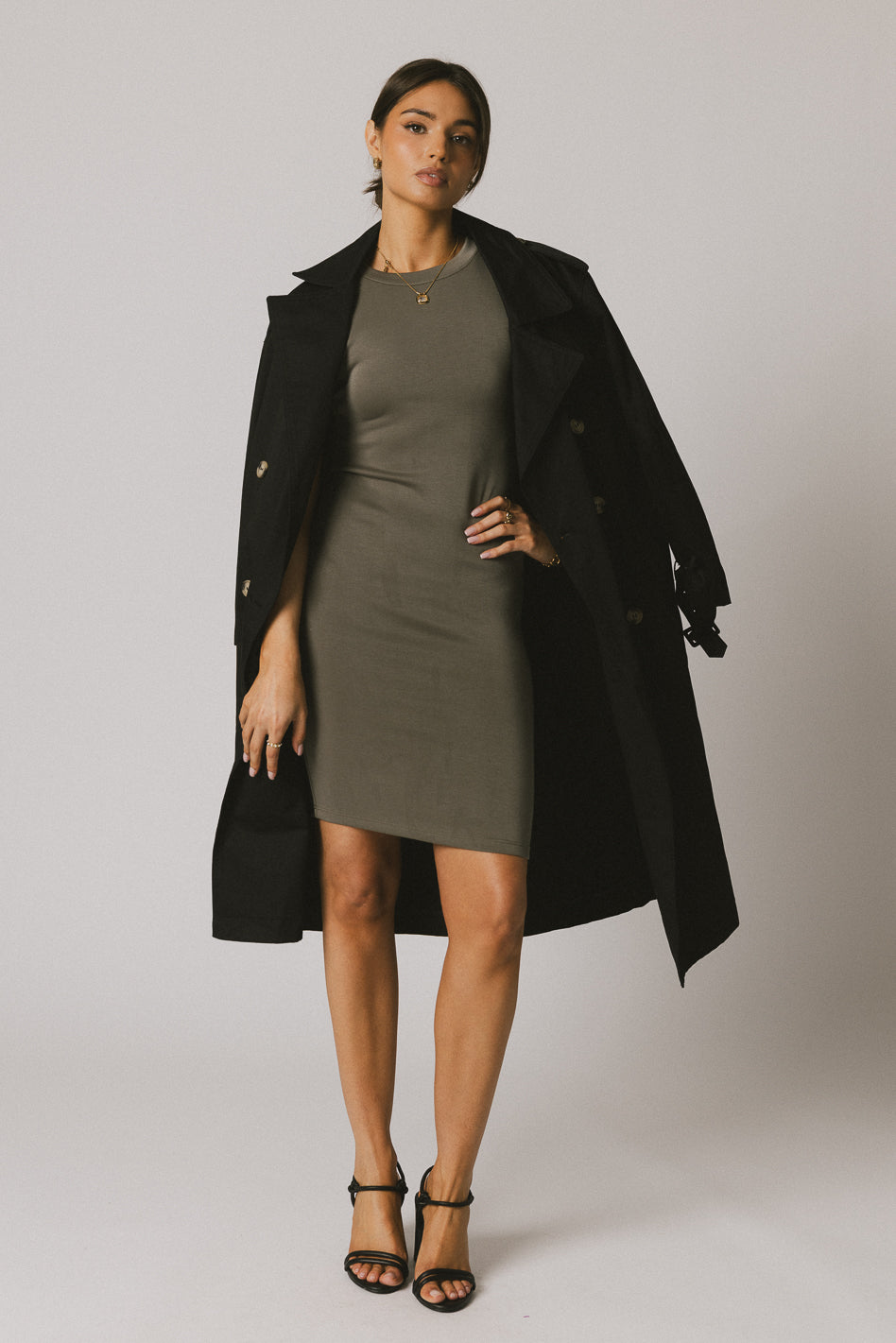 Lauren Tee Shirt Mini Dress in Olive - Women's Casual Short Sleeve T-Shirt Dress for Summer, Beach, and Everyday Wear