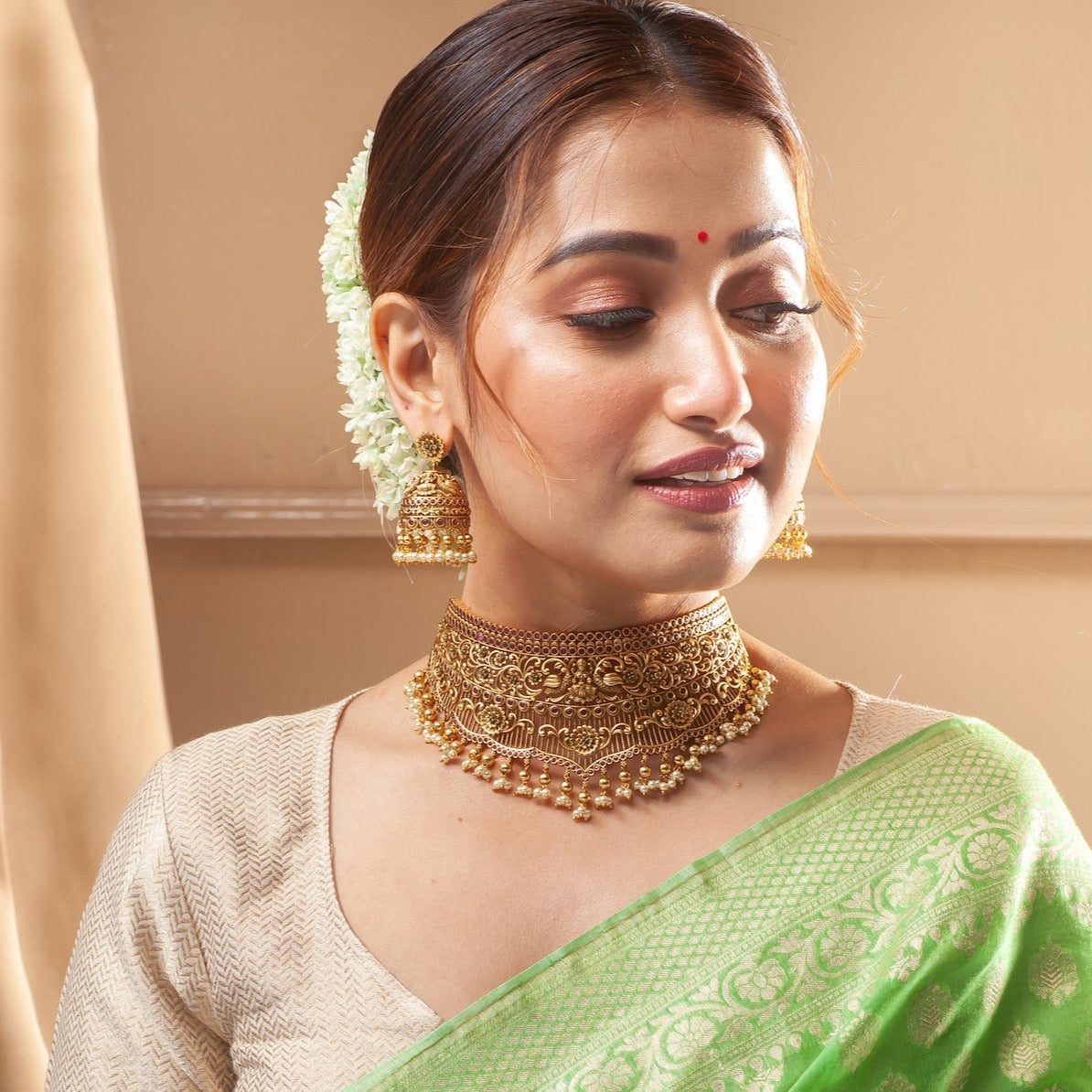 Exquisite Maithili Antique Choker Set - Handcrafted Ethnic Necklace Jewelry for Women | Perfect for Weddings, Festivals & Cultural Events