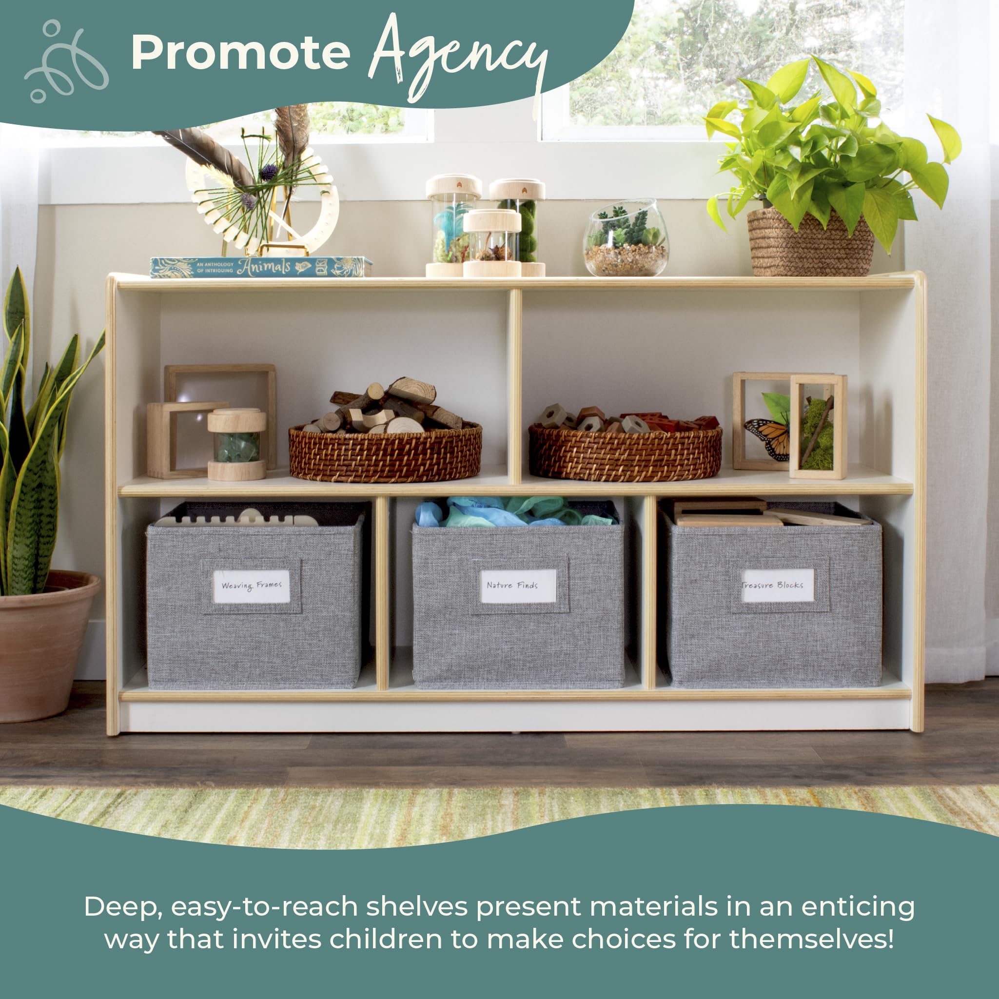 Guidecraft EdQ 5-Compartment Wooden Storage Shelf 24