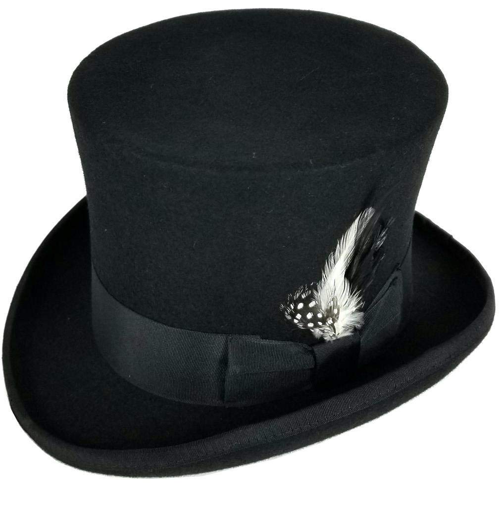 SHAHIN 100% Wool Felt Top Hat - Victorian Style Mad Hatter Hat for Men - 6 Inch Tall Gentleman's Magic Hat for Steampunk, Cosplay & Formal Events