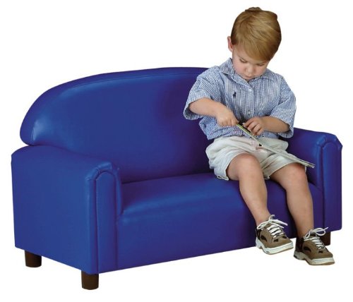 Luxury Vinyl Preschool Sofa - Blue for Kids' Playroom & Nursery
