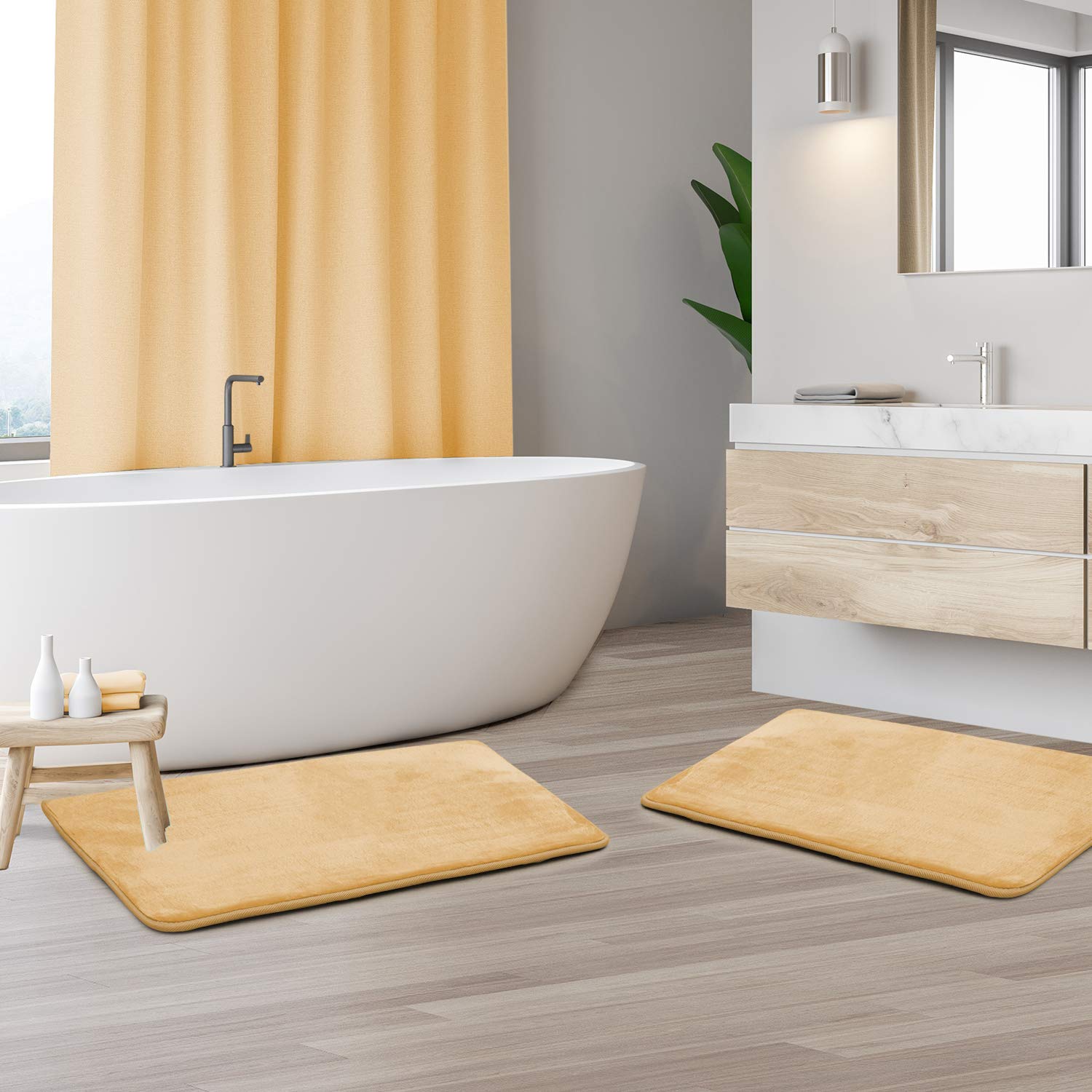 Clara Clark Memory Foam Bath Mat Set of 2 - Ultra Soft Non-Slip Bathroom Rug, Super Absorbent & Fast Drying, Machine Washable 17