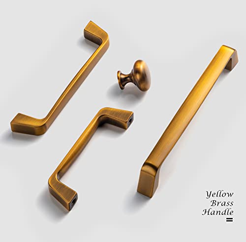 Goo-Ki Brushed Brass Zinc Alloy Cabinet Handles - 5.04''(128mm) Hole Center, 10 Pack - Durable & Affordable Luxury Pull Hardware for Kitchen Cabinets, Bedroom Dressers & Bathroom Vanities
