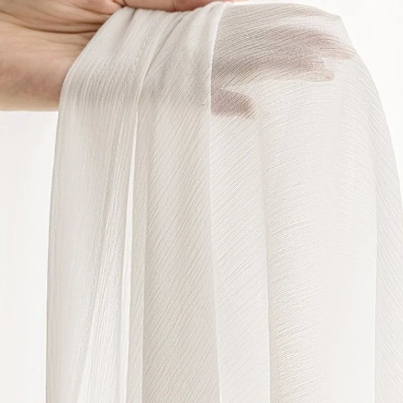 Vada Gauze Vertical Crinkle Custom Privacy Curtain - Light Filtering Window Treatment for Bedroom, Living Room & Nursery