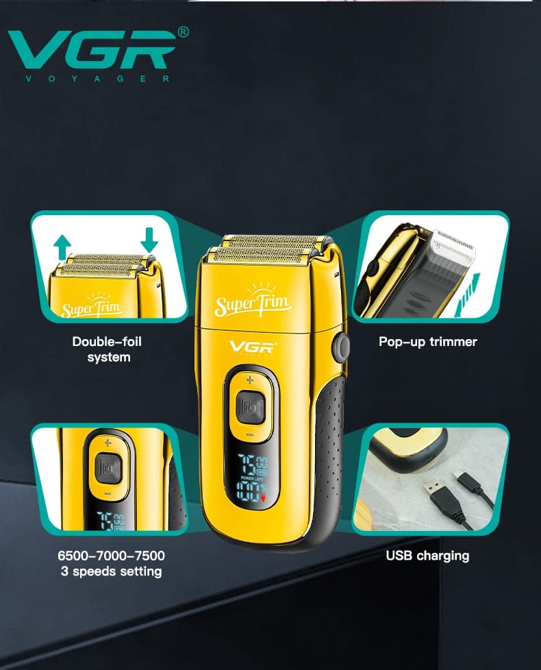 Rechargeable Electric Razor for Men - Wet & Dry Shaver with Beard Trimmer & Hair Clipper - Perfect for Travel, Home, and Gym Use