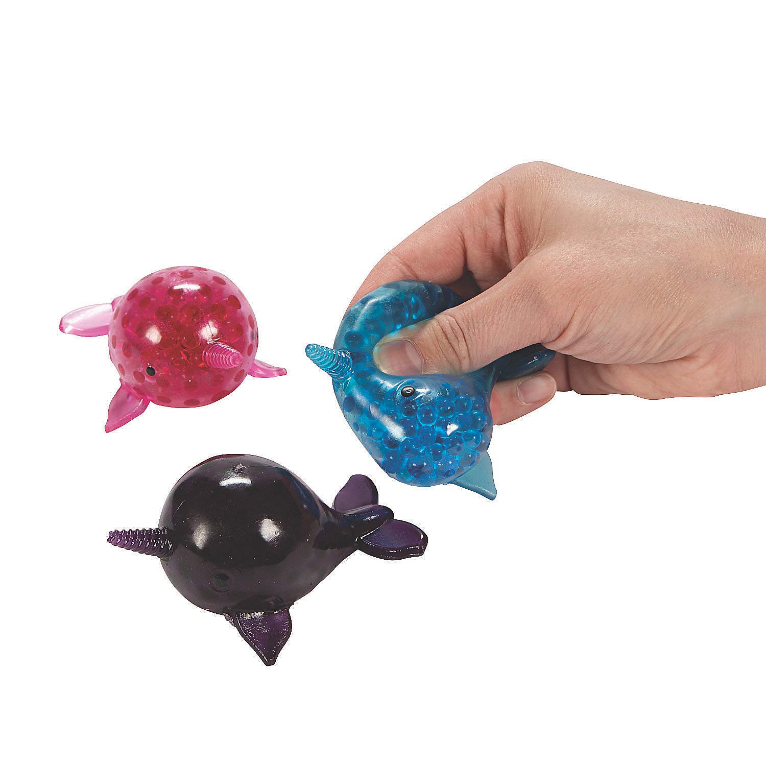 Mini Narwhal Water Bead Sensory Squeeze Toys - Stress Relief Fidget Toys for Kids & Adults - 12 Pack - Perfect for Anxiety Relief, Classroom Rewards & Sensory Play