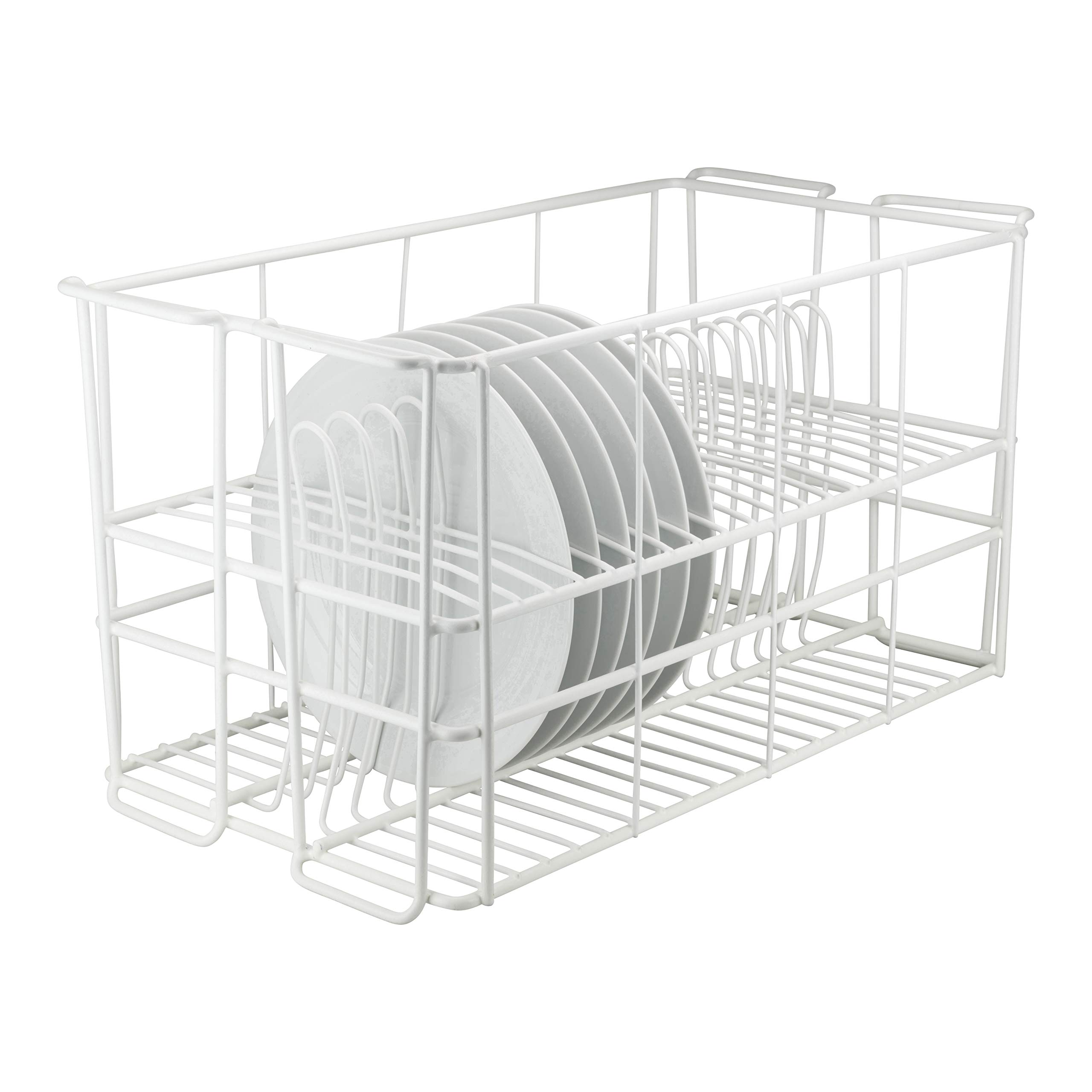 Strawberry Street 20-Slot White Dinner Plate Rack - Organizer for 10