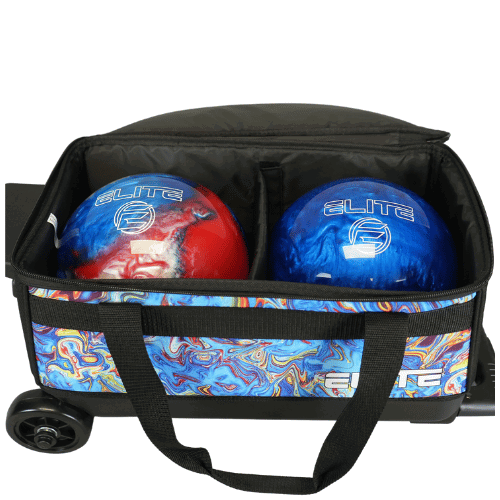 ELITE Basic Double Roller Blue Swirl Bowling Bag - Durable Rolling Bowling Ball Carrier for League Play & Tournament Travel