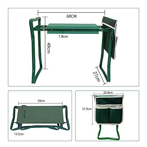 Heavy Duty Folding Garden Kneeler and Seat - 2 in 1 Gardening Bench with Tool Pouch & Foldable Iron Pipe - Ergonomic Kneeling Stool for Outdoor Planting, Weeding, and Yard Work - Perfect for Seniors and Garden Enthusiasts
