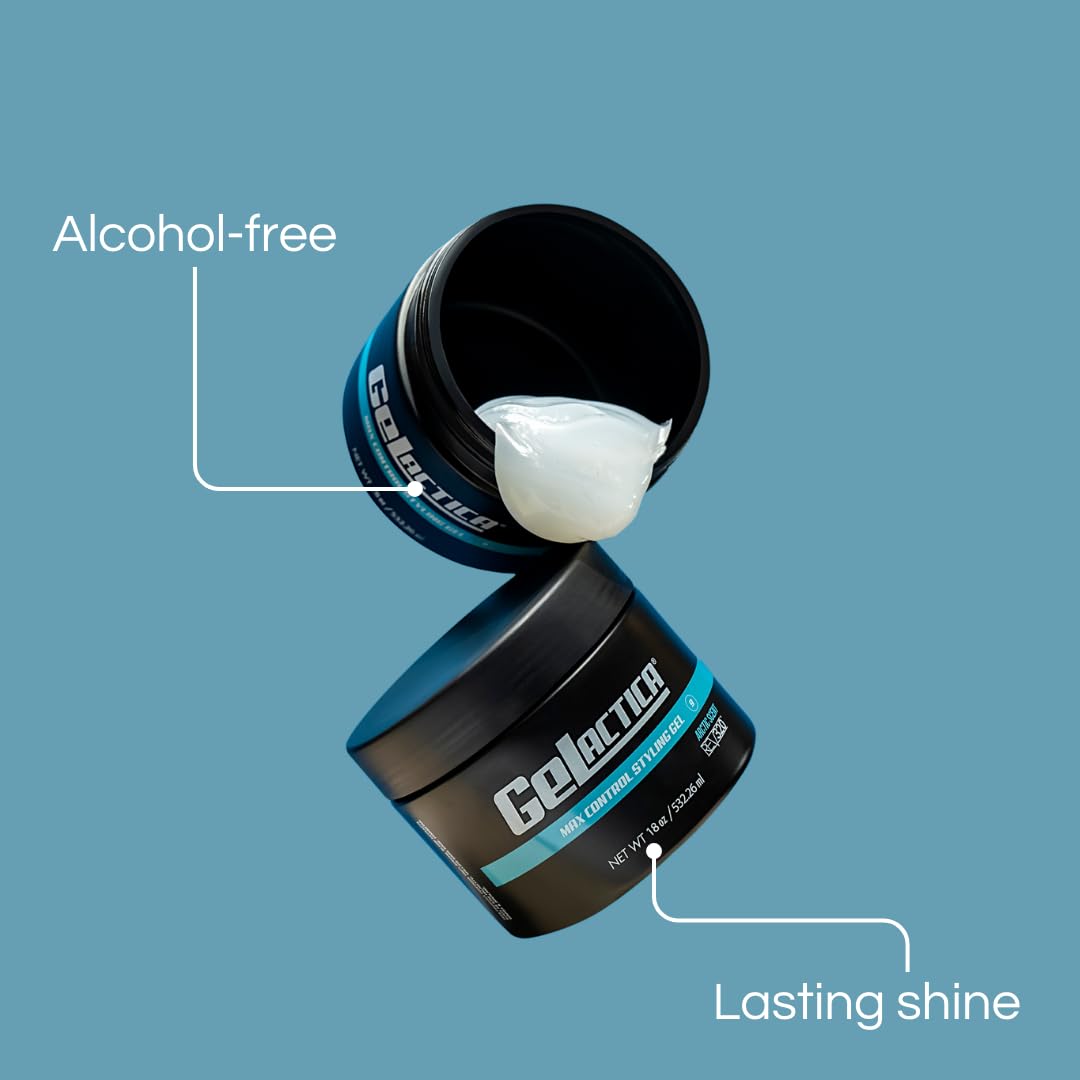 Gelactica Max Control Hair Gel for Men – Alcohol-Free Strong Hold Styling Gel with Natural Extracts | Long-Lasting Hold & Shine | Slick Back, Pompadour & Fade Hairstyles | Perfect for Daily Styling, Work & Special Occasions