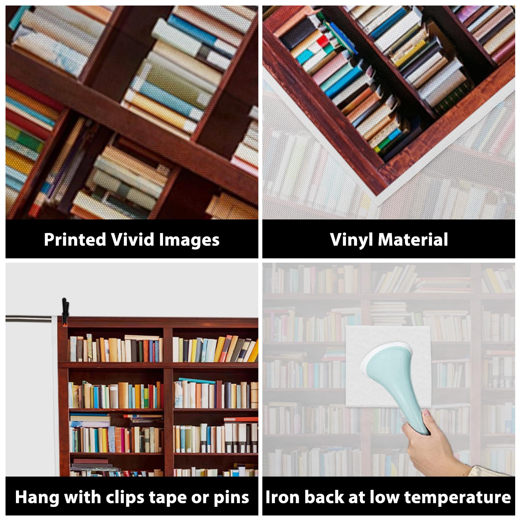 3x5ft Bookshelf Photography Backdrop - Vinyl Bookcase Background for Video Recording, Portrait Studio, Library & Book Store Decor - Ideal for Zoom Meetings, Video Calls, and Conference Backgrounds