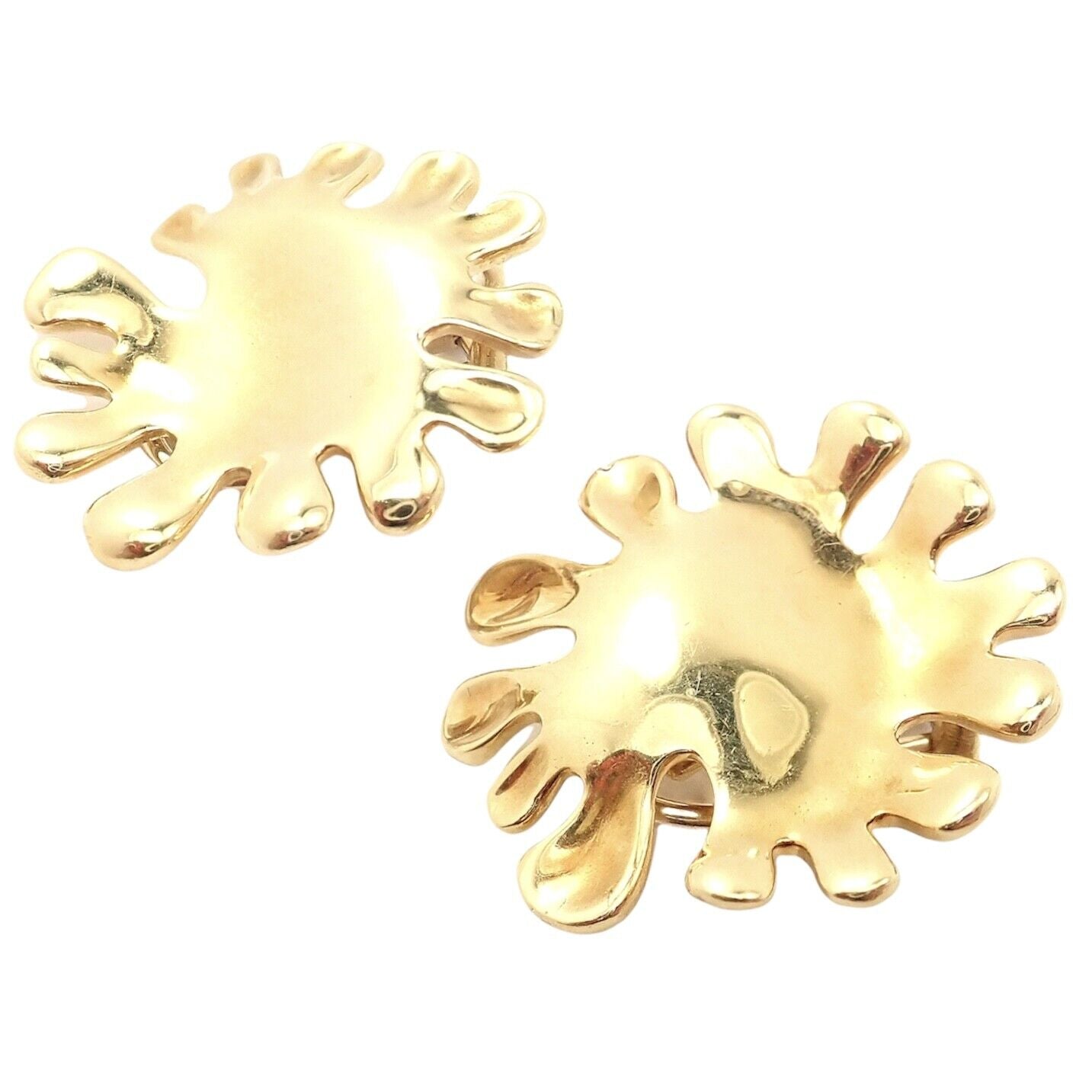 Authentic Tiffany & Co Cummings 18k Yellow Gold Nickelodeon Abstract Earrings - Luxury Jewelry for Women, Perfect Gift for Anniversary & Special Occasions