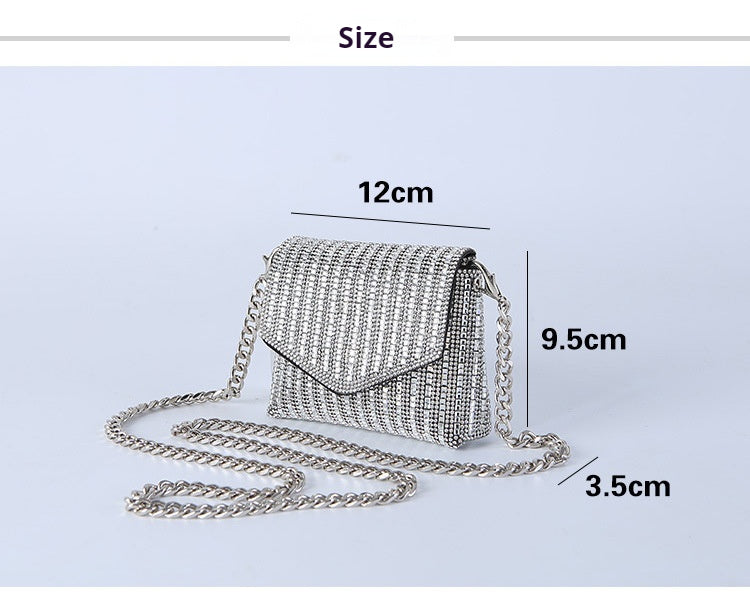 Sparkly Rhinestone Mini Chain Bag with Sequins - Elegant Crossbody Purse for Women, Perfect for Parties, Weddings & Night Out