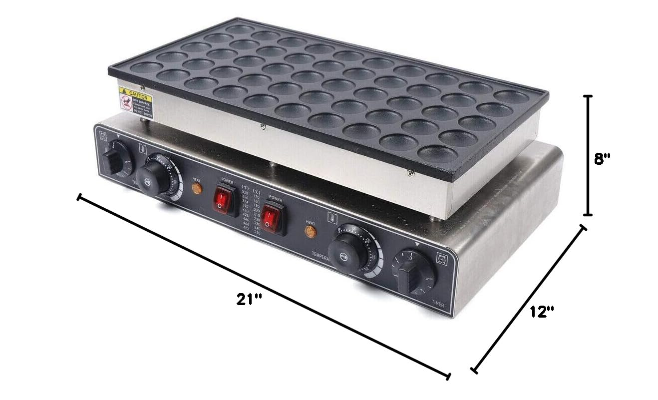 Electric Mini Pancake Maker Machine - 50Holes 1.8inch Commercial Dutch Pancake Maker 1700W Nonstick Poffertjes Machine with Adjustable Temperature 50-300°C (122-572°F) - Perfect for Restaurants, Snack Bars, Bakeries, Breakfast Cafes, and Home Kitchen Use