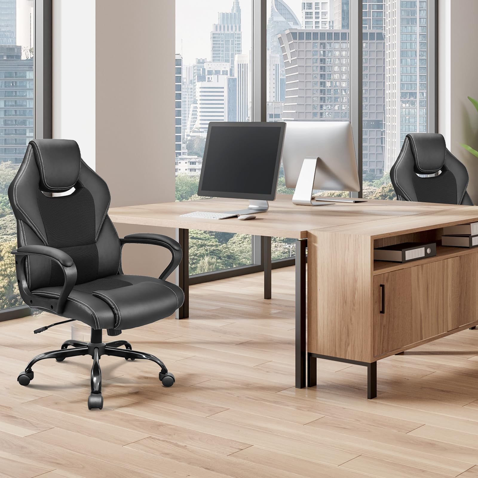 Ergonomic Office Chair - Adjustable Height Computer Desk Chair for Home, Gaming & Business, Durable Executive Chair with 150kg Weight Capacity (Black) - Perfect for Long Work Hours, Gaming Sessions & Home Office Use