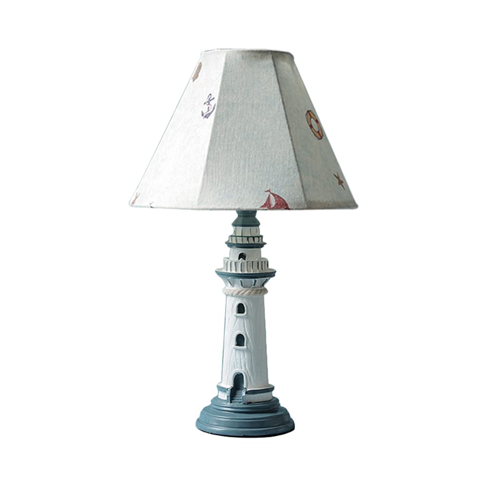 KWOKING Nautical Sailboat Night Light - LED Table Lamp with Fabric Bell Shade, Kids Bedside Lamp for Bedroom, Nursery & Dorm Room | Beach Themed Home Decor, Perfect for Coastal Living Rooms & Children's Bedtime
