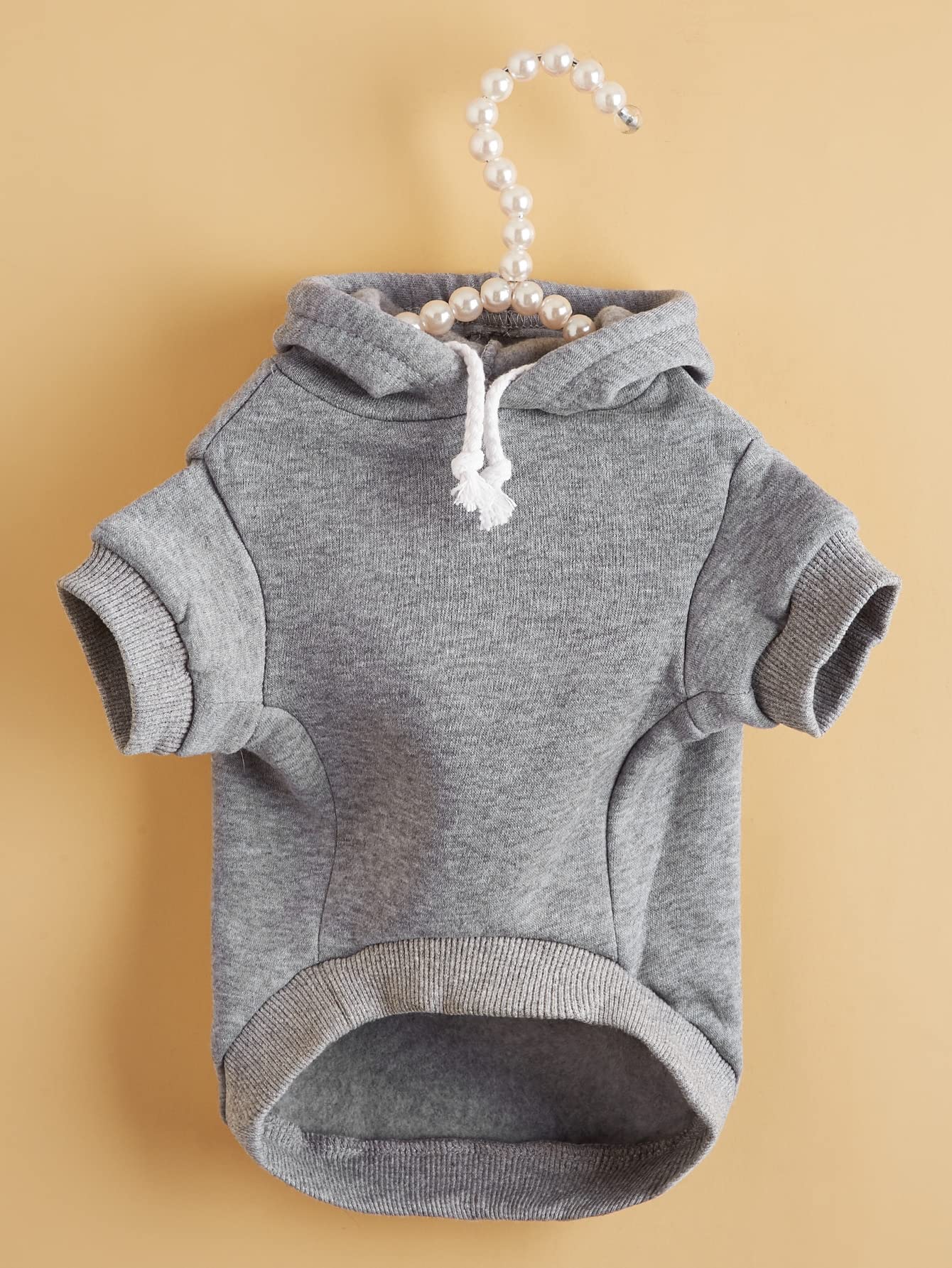 QWINEE Dog Hoodie & Cat Apparel - Warm Pet Jacket for Small Medium Dogs & Cats - Light Grey Medium Size - Perfect for Winter Walks & Indoor Comfort
