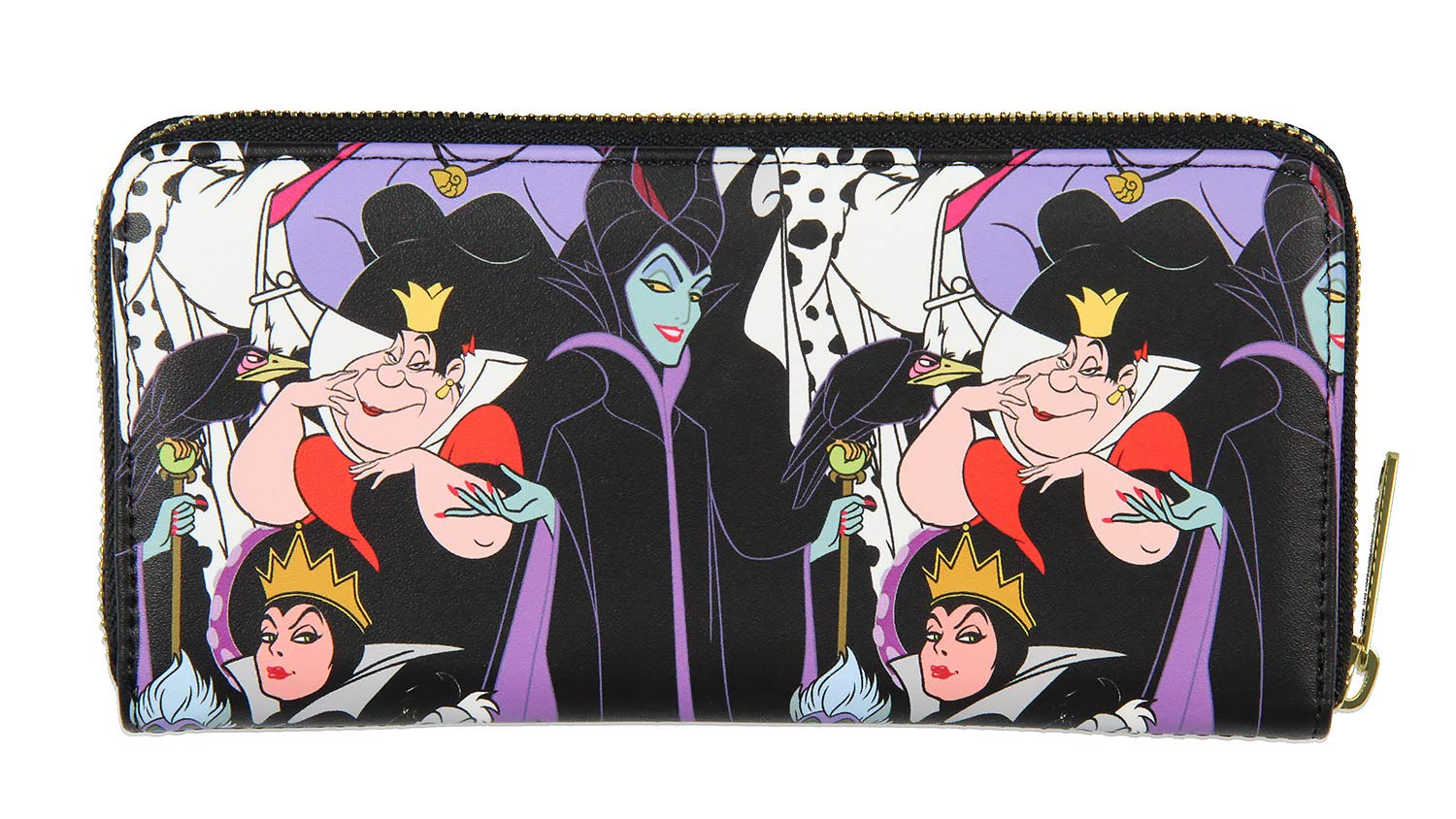 Disney Villains Allover Print Zip Around Wallet - Stylish & Compact Loungefly Wallet for Women - Perfect for Theme Parks, Cosplay & Everyday Use