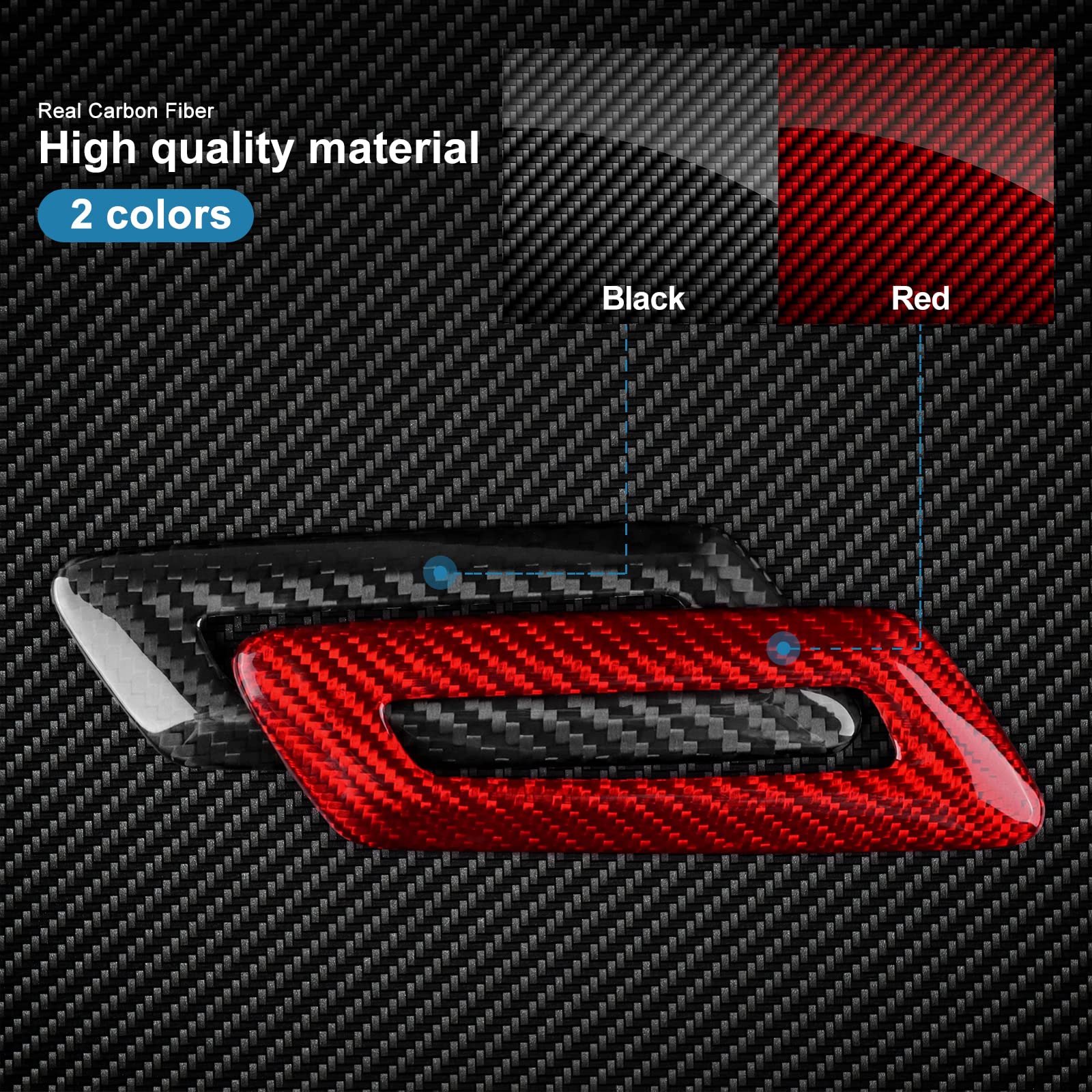 Premium Real Carbon Fiber Car Door Panel Cover & Seat Button Frame Sticker - Interior Trim Accessories for Chevrolet Camaro 2016-2023 - Red - Enhances Style & Protects Door Panels (Perfect for Car Shows, Daily Driving & Customization)