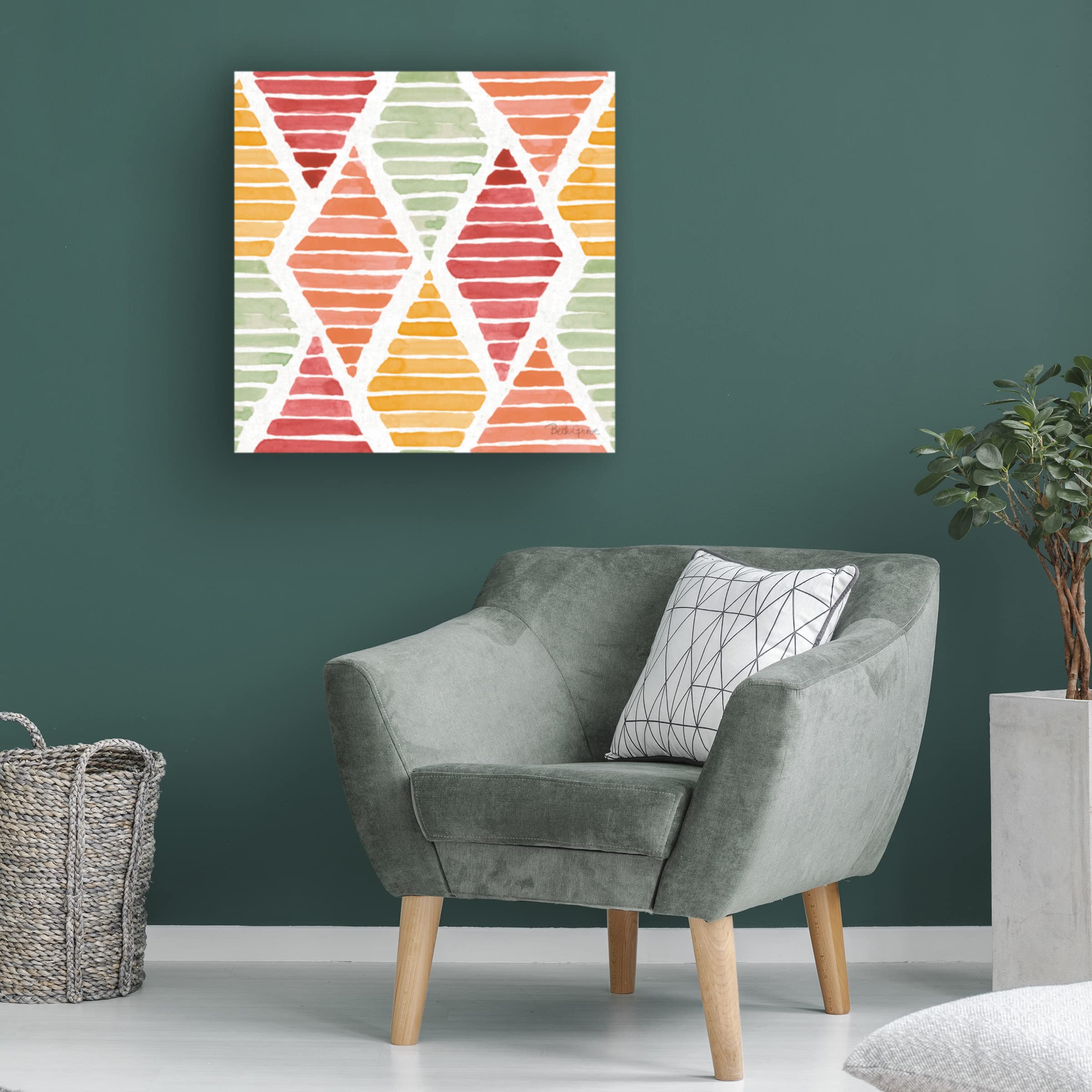 Beth Grove 'Harvest Bouquet Pattern IIA' Floral Canvas Wall Art - Handmade Home Decor for Living Room, Bedroom & Office