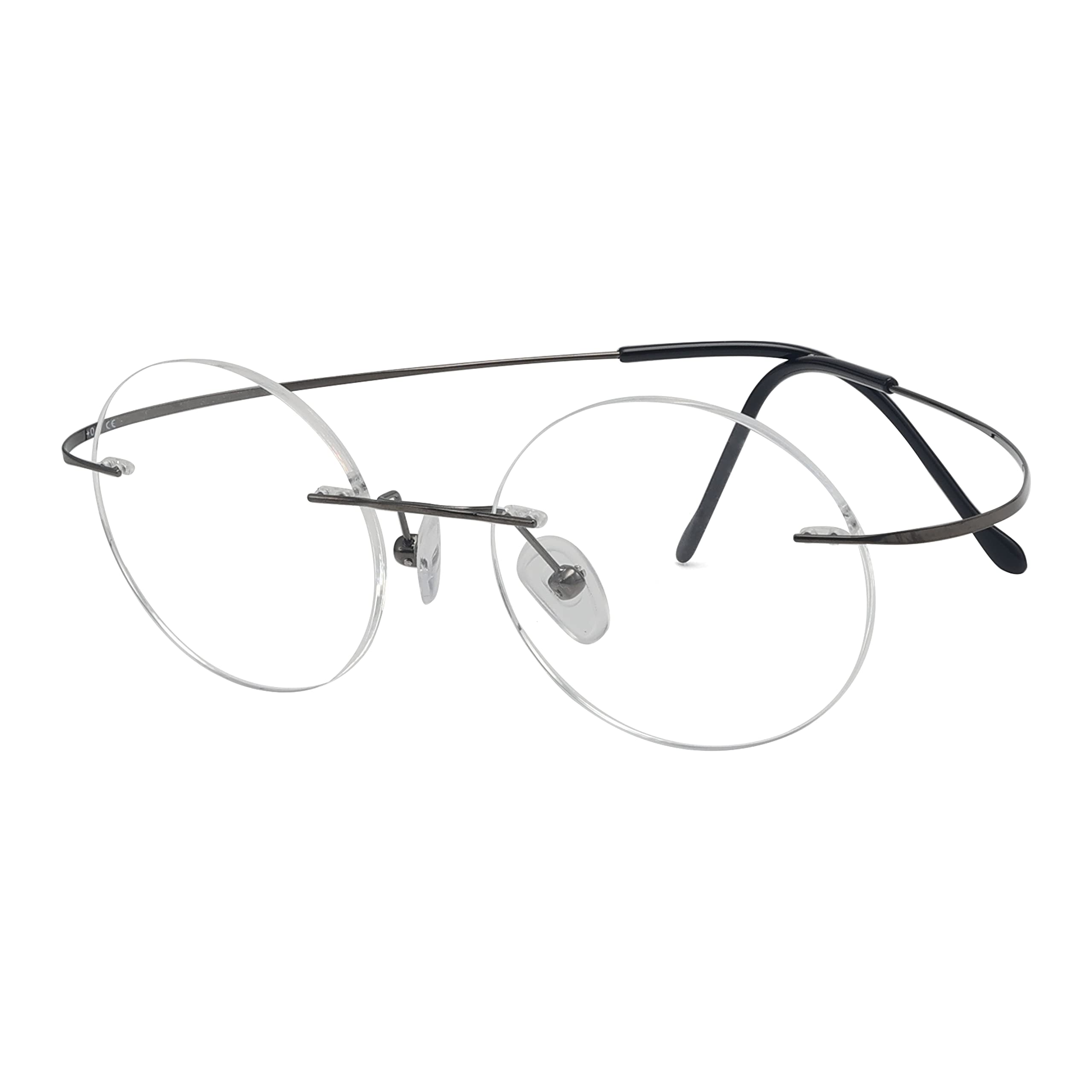 Titanium Rimless Round Reading Glasses for Men - Lightweight Circle Readers with Anti-Slip Nose Pads | Perfect for Office, Reading & Computer Work