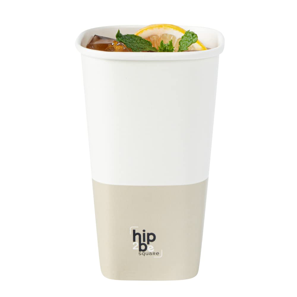 Restaurantware Hip 2 Be Square 16oz Paper Coffee Cups - Leakproof, Reusable, Double PE Lined for Hot & Cold Drinks (Lids Sold Separately) - Perfect for Coffee Shops, Offices, and Catering Events
