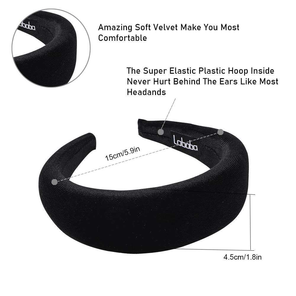 6 Pack Velvet Padded Headbands for Women - Soft Stretchable Hair Accessories for Workout, Yoga, Running, Gym & Makeup | Cute Boho Wide Head Bands for Girls & Women | Perfect for Sports, Beauty & Daily Use