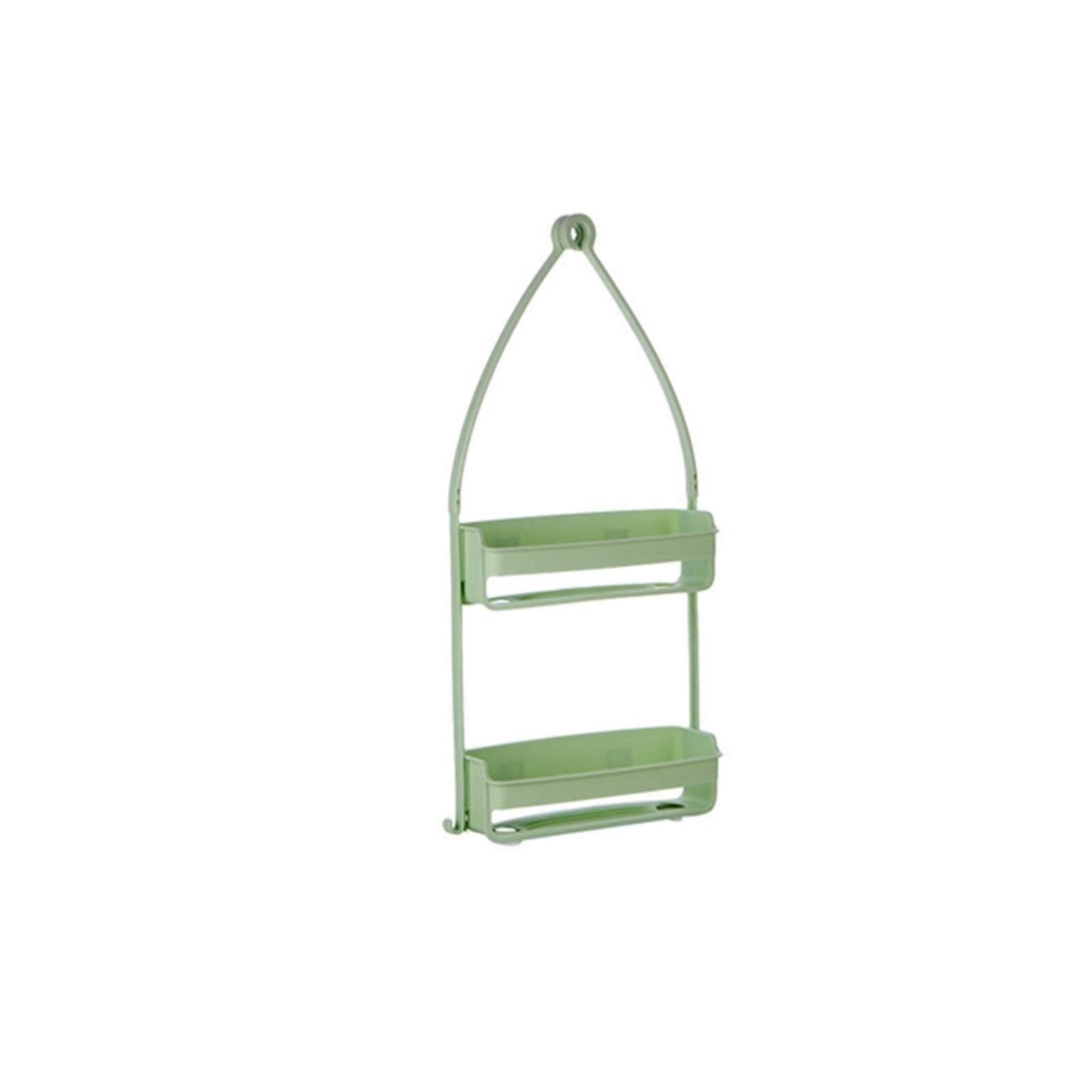 DFNESNN Double Wall Mounted Bathroom Shelf - Plastic Shower Storage Organizer Rack for Bathroom & Kitchen Accessories (Blue) - Perfect for Small Space Organization in Showers, Vanities & Kitchens