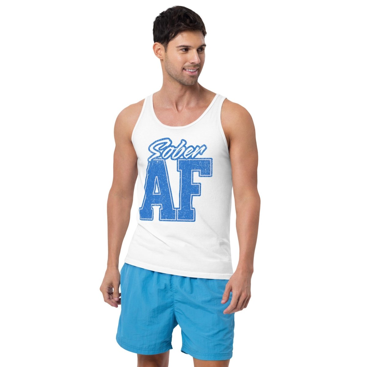 Sober AF Collegiate Men's Tank Top - Comfortable Athletic Sleeveless Shirt for Gym, Workout & Casual Wear