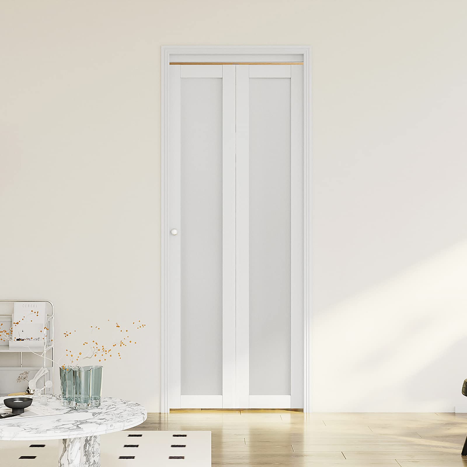 White Frosted Glass Bi-Fold Closet Door - 30