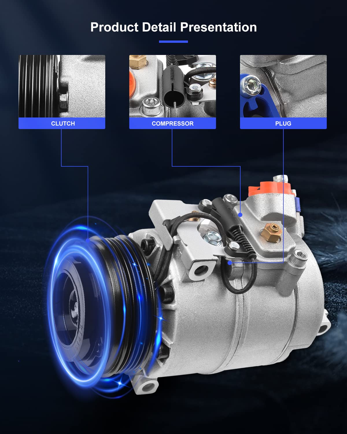 ECCPP AC Compressor Replacement for BMW 323Ci 323is 325Ci 328Ci 330i M3 Z8 (1997-2005) - 2.5L & 2.8L Air Conditioning Compressor with Clutch - Perfect for AC System Repair & Summer Cooling