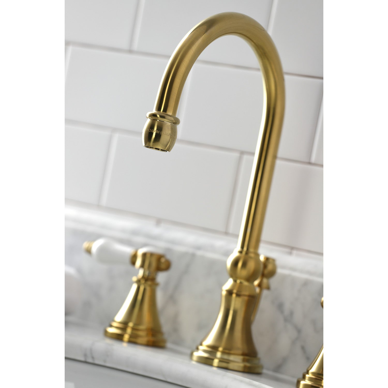 Bel Air KS2987BPL Brushed Brass Widespread Bathroom Faucet - 2 Handle 3 Hole Deck Mount with Pop Up Drain - Perfect for Modern Bathroom Vanities and Sink Upgrades