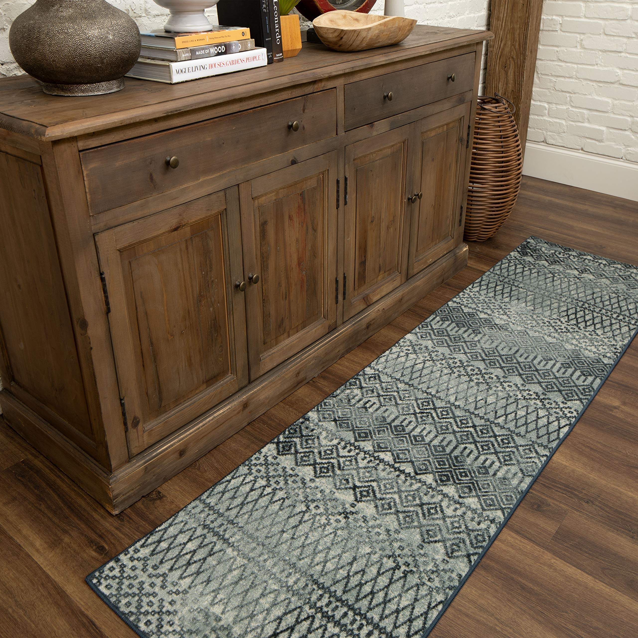 Mohawk Home Charcoal Prale Area Rug 2'x5' - Soft Indoor Runner Rug for Living Room, Bedroom, Hallway - Non-Slip Low Pile Carpet for Home Decor