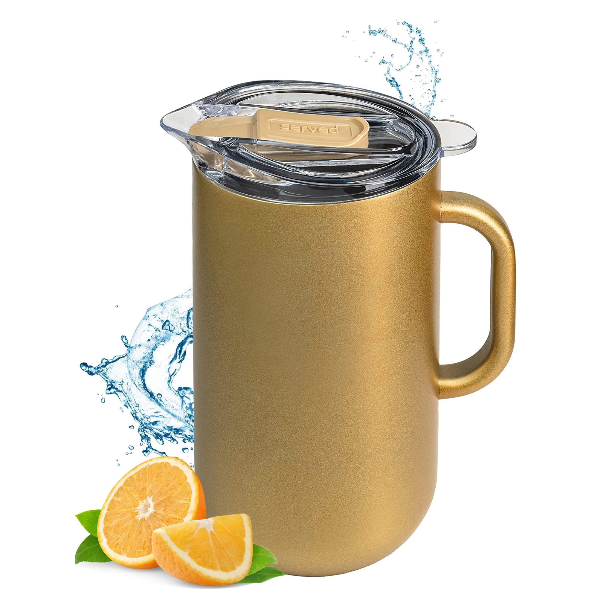 Premium 2L Vacuum-Insulated Stainless Steel Pitcher with Copper Lining - Keeps Drinks Cold for 24 Hours & Hot for 12 Hours - Double Wall Insulated Pitcher for Iced Tea, Lemonade, Coffee & Cocktails - Perfect for Parties, BBQs & Outdoor Gatherings