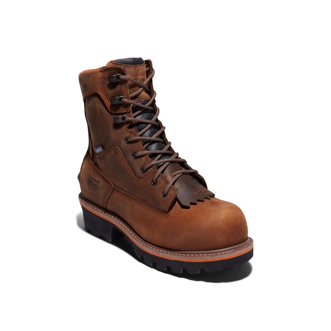 Evergreen 8 Inch Composite Toe Waterproof Logger Work Boots for Men - Brown Safety Shoes for Construction, Hiking & Outdoor Work - ASTM F2413 Certified