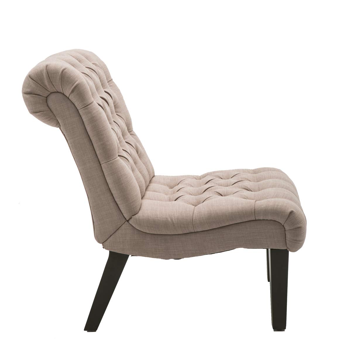 Premium Set of 2 Button Tufted Accent Chairs - Khaki Upholstered Lounge Chairs for Living Room, Bedroom & Office - Comfortable Guest Seating for Home Decor & Relaxation