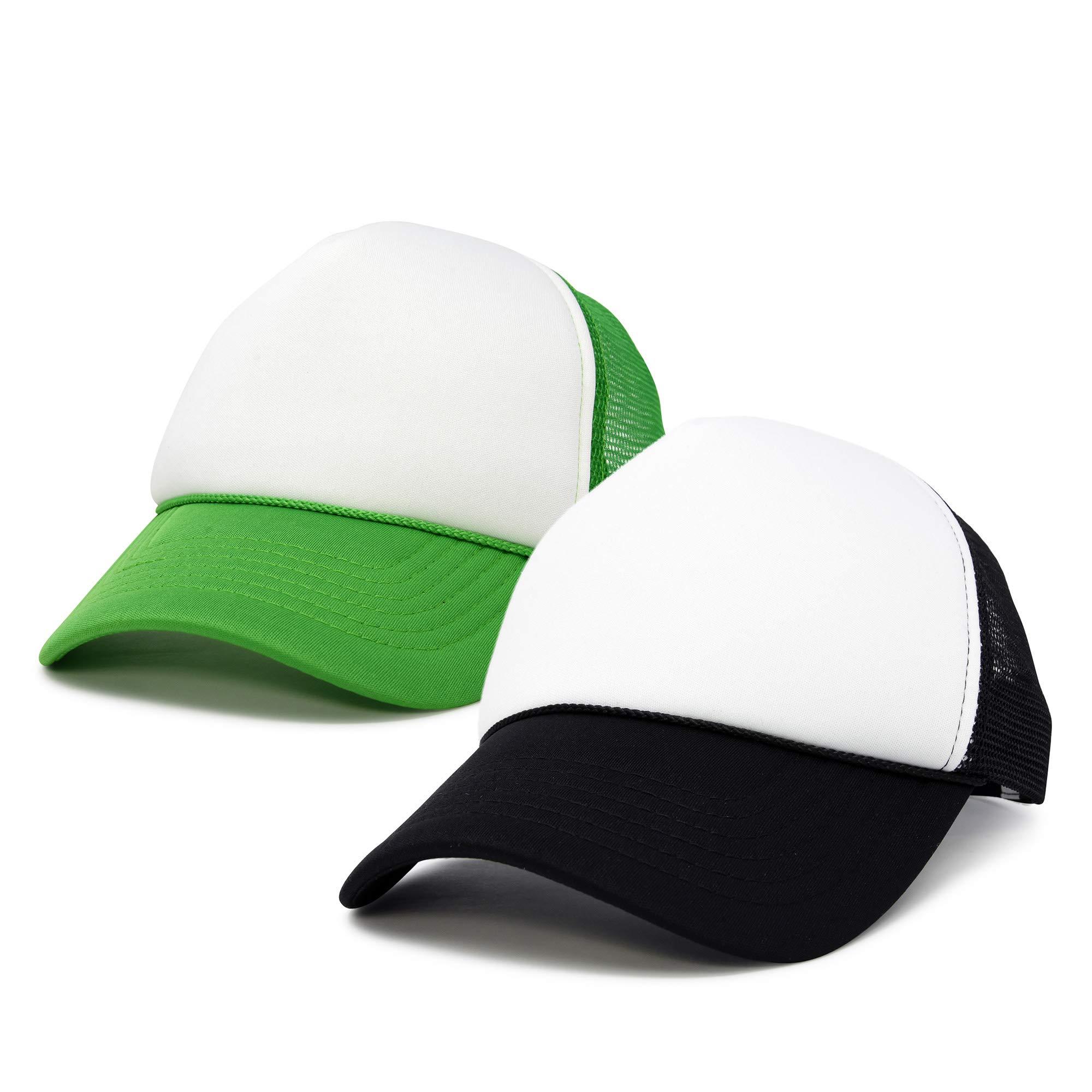 DALIX Two Tone Blank Trucker Hats for Men & Women - 2 Pack Adjustable Snapback Caps for Outdoor Activities, Sports & Casual Wear