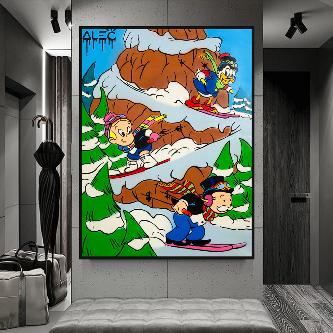Alec Monopoly Art: Monopoly Millionaires Ice Skating - Limited Edition Pop Art Canvas Print for Home & Office Decor | Perfect for Living Rooms, Bedrooms & Game Rooms