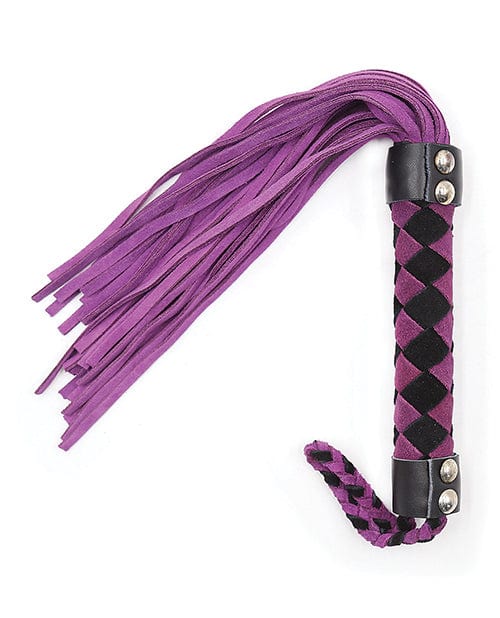 Premium 15-inch Genuine Leather Flogger in Elegant Purple - Perfect for BDSM, Spanking & Sensual Play