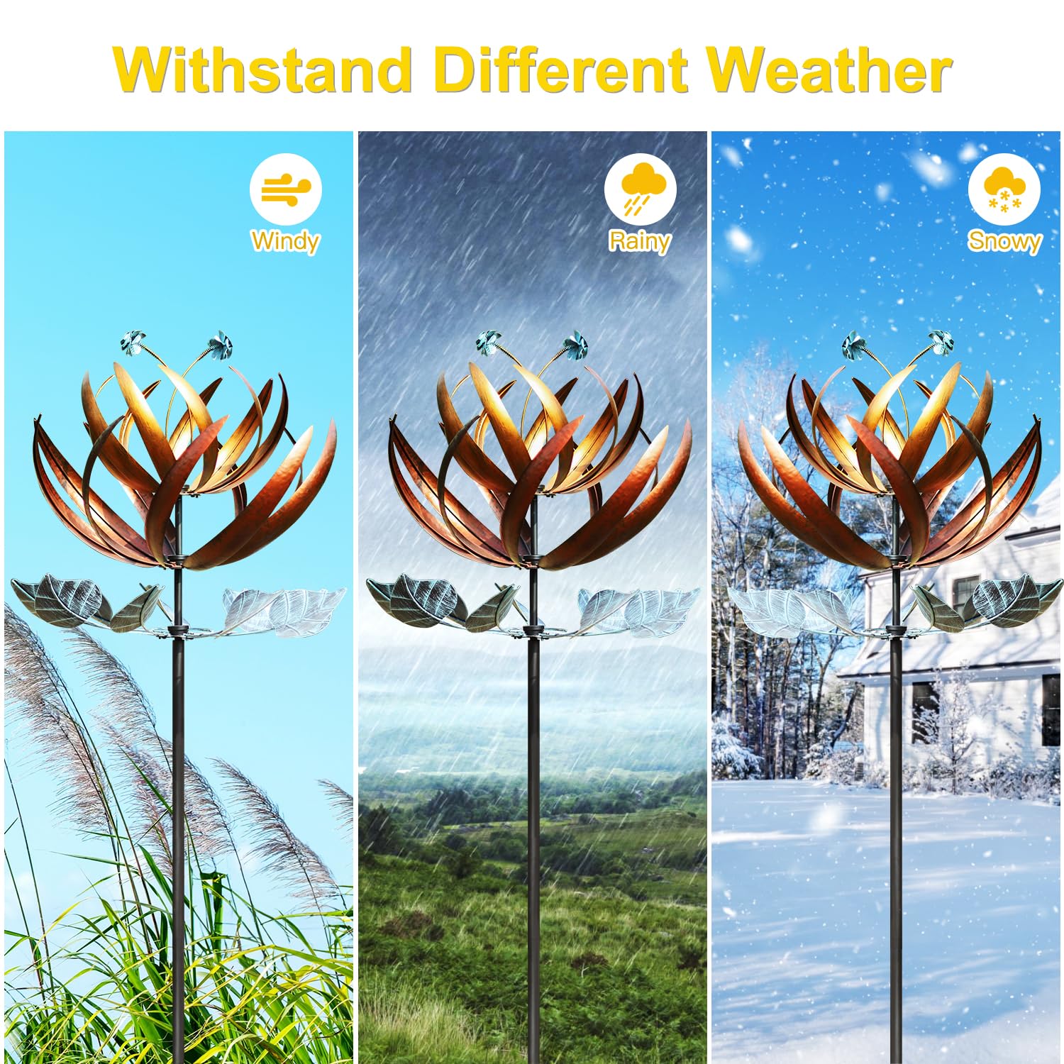 LimeHill Large Metal Kinetic Wind Spinner - 24 x 84 Inch Outdoor Wind Sculpture for Yard, Garden & Patio Decor | Durable Weather-Resistant Wind Art for Relaxing Outdoor Spaces