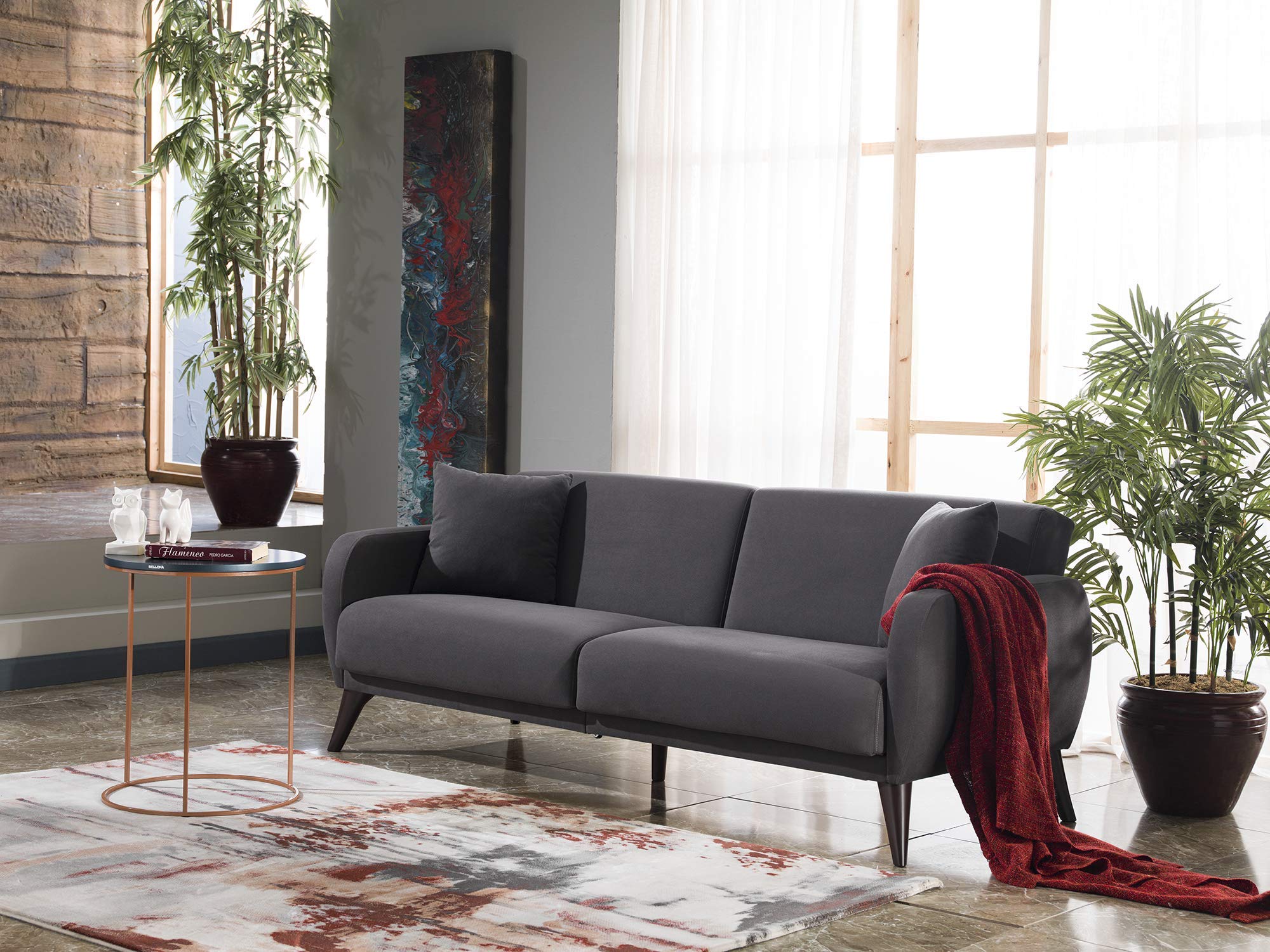 BELLONA Functional Sofa in a Box - Easy Assembly Modern Couch (Charcoal Gray) for Living Room, Apartment & Small Spaces