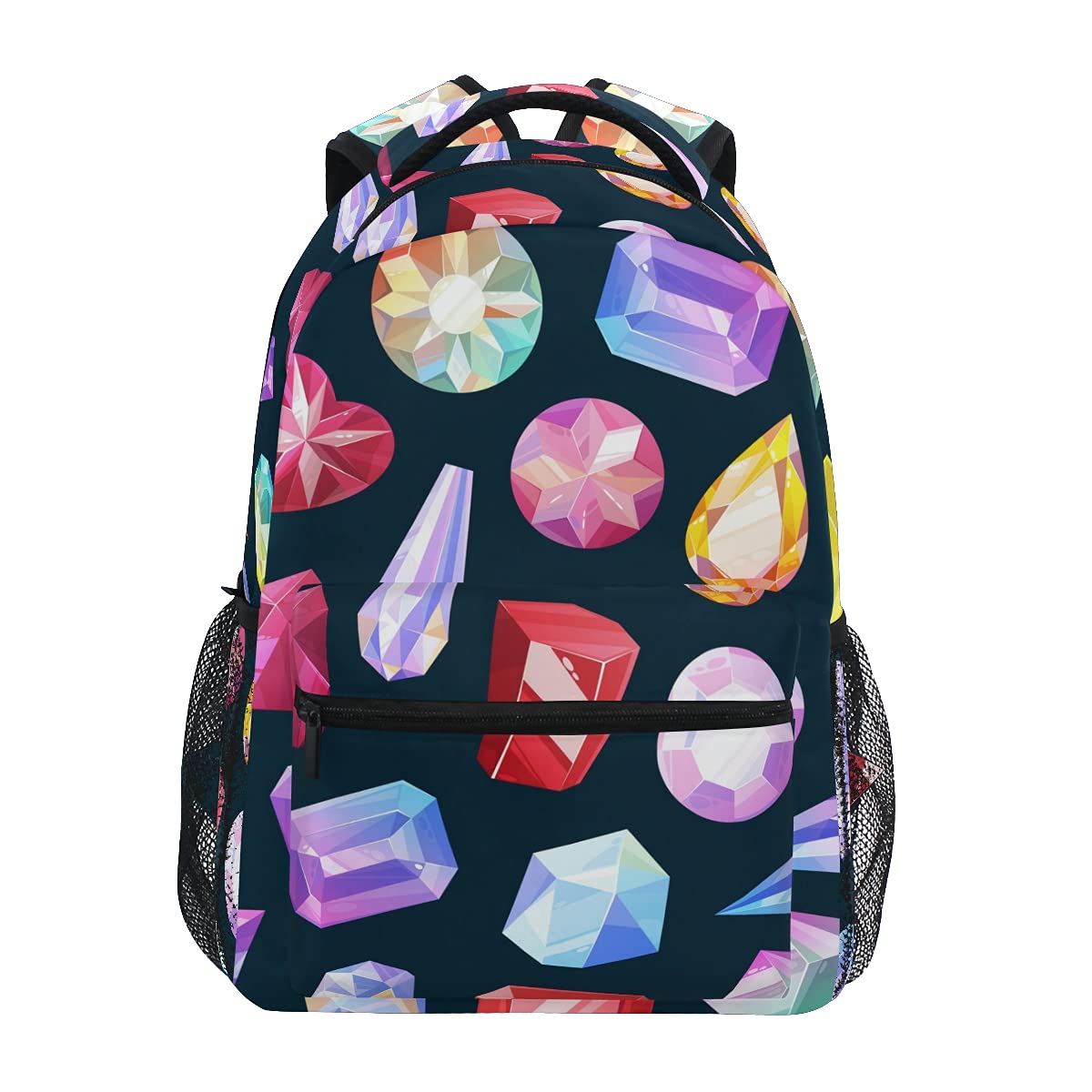 Stylish Gemstone Print Backpack - Durable Laptop Bag for School, Travel & Hiking | Water-Resistant Daypack for Women, Men & Teens | Perfect for Work, College & Outdoor Adventures