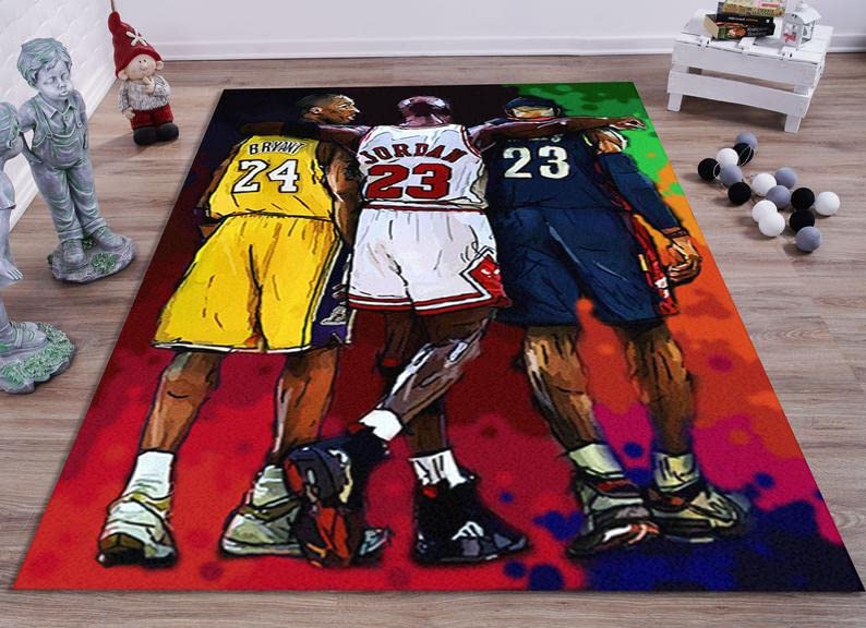 Basketball Rug - Sports Themed Carpet for Boys & Girls Bedroom, Kids Room Decor - Non-Slip Play Mat for Basketball Fans - Perfect for Game Rooms, Dorm Decor, and Hypebeast Style