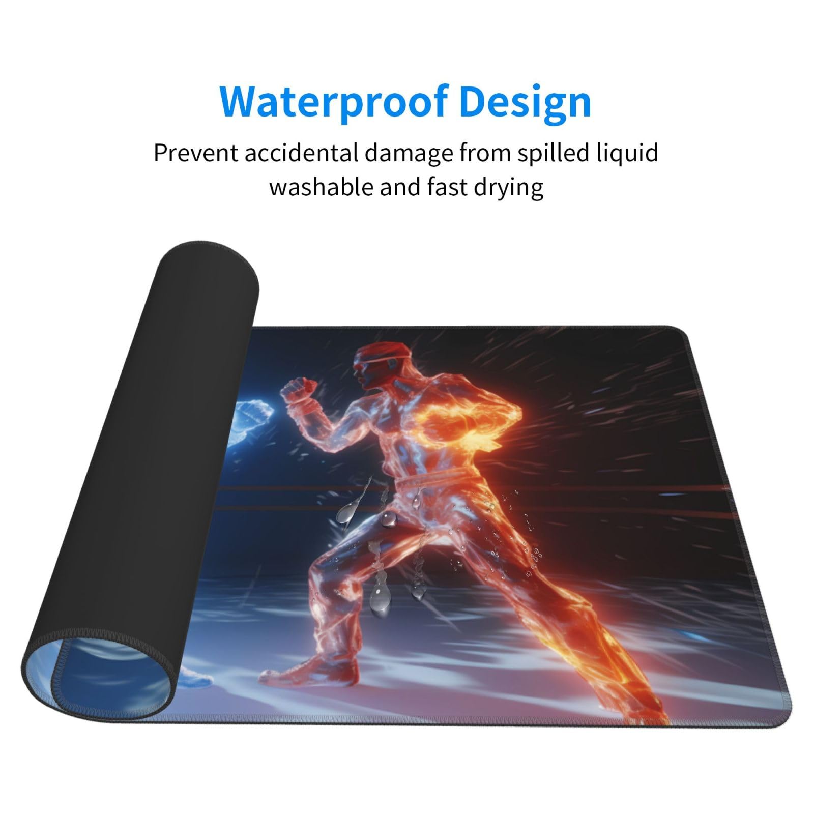 Ice & Fire Themed Large Gaming Mouse Pad (16