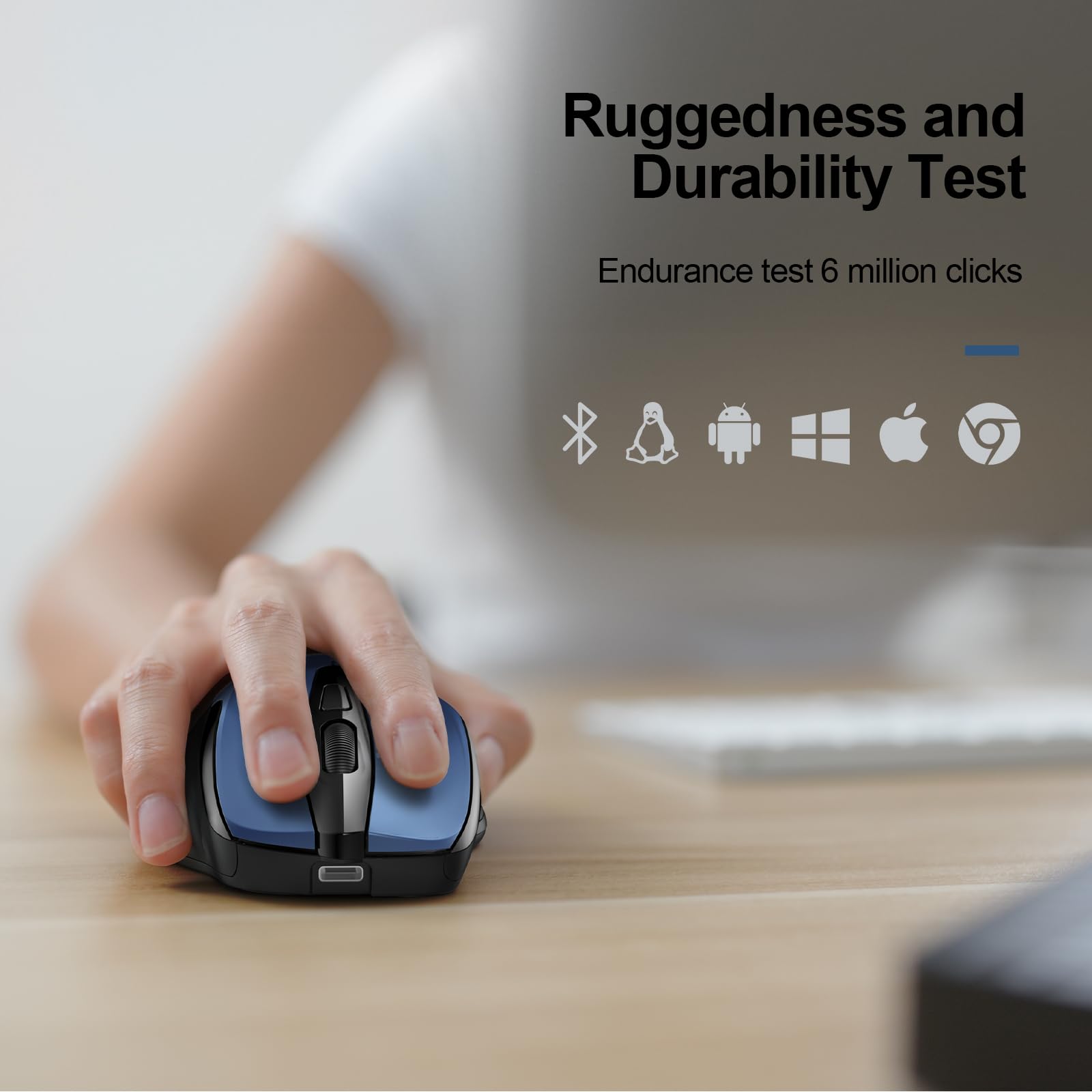 TECKNET Bluetooth Wireless Mouse - Rechargeable BT5.0/3.0 & 2.4G Dual Mode, Silent Click, 4800DPI Adjustable, Ergonomic Design with 8 Buttons for PC, Mac, Laptop - Perfect for Office, Home & Travel Use