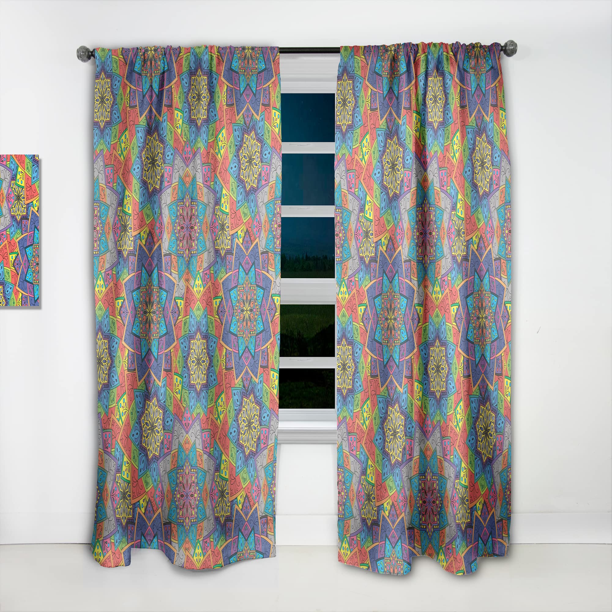DesignQ Thermal Insulated Curtains - Indian Ornament Pattern - 52x108 Single Panel for Bedroom & Living Room - Energy Saving Window Treatment for Home Decor