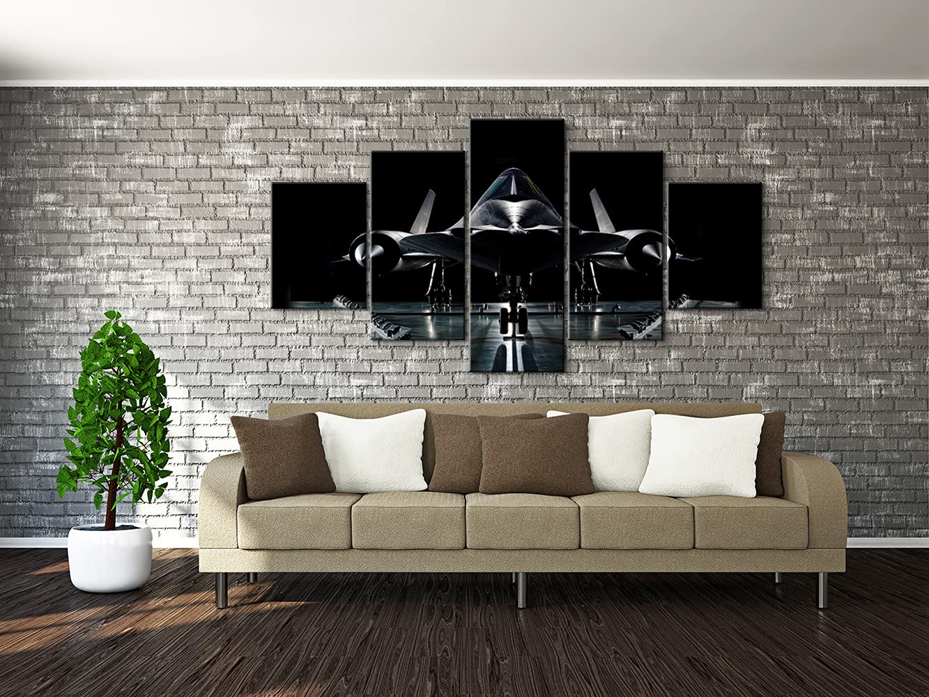 SR-71 Blackbird Aviation Wall Art - 5 Piece Military Aircraft Canvas Prints (60''W x 32''H) - Strategic Reconnaissance Plane Decor for Bedroom, Office & Man Cave - Perfect for Aviation Enthusiasts & Home Decor