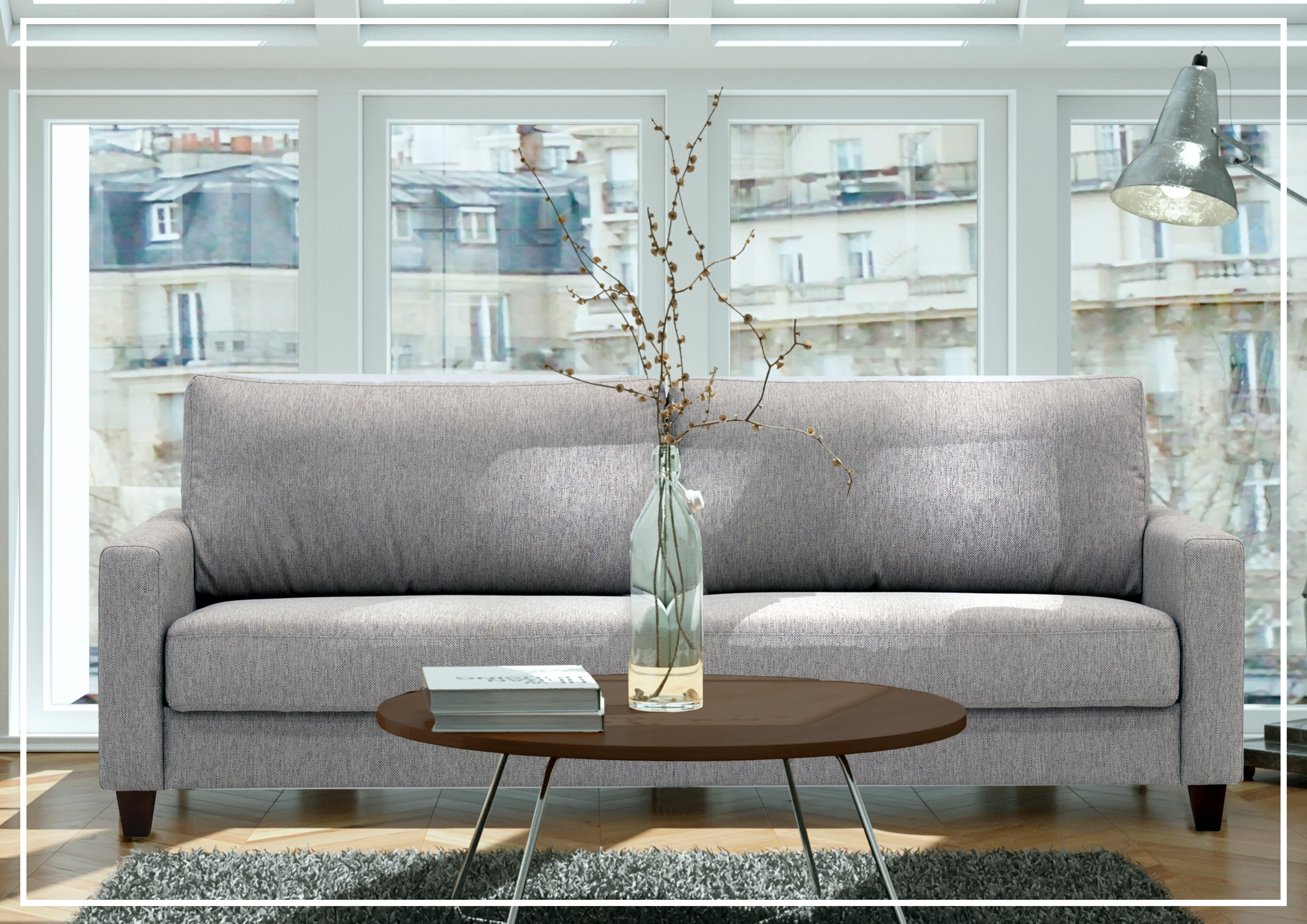 Luonto Nico Fabric Sleeper Sofa - Convertible Bed with Walnut or Chrome Legs - Full, Queen & King Size Options - Perfect for Small Spaces, Guest Rooms & Apartments