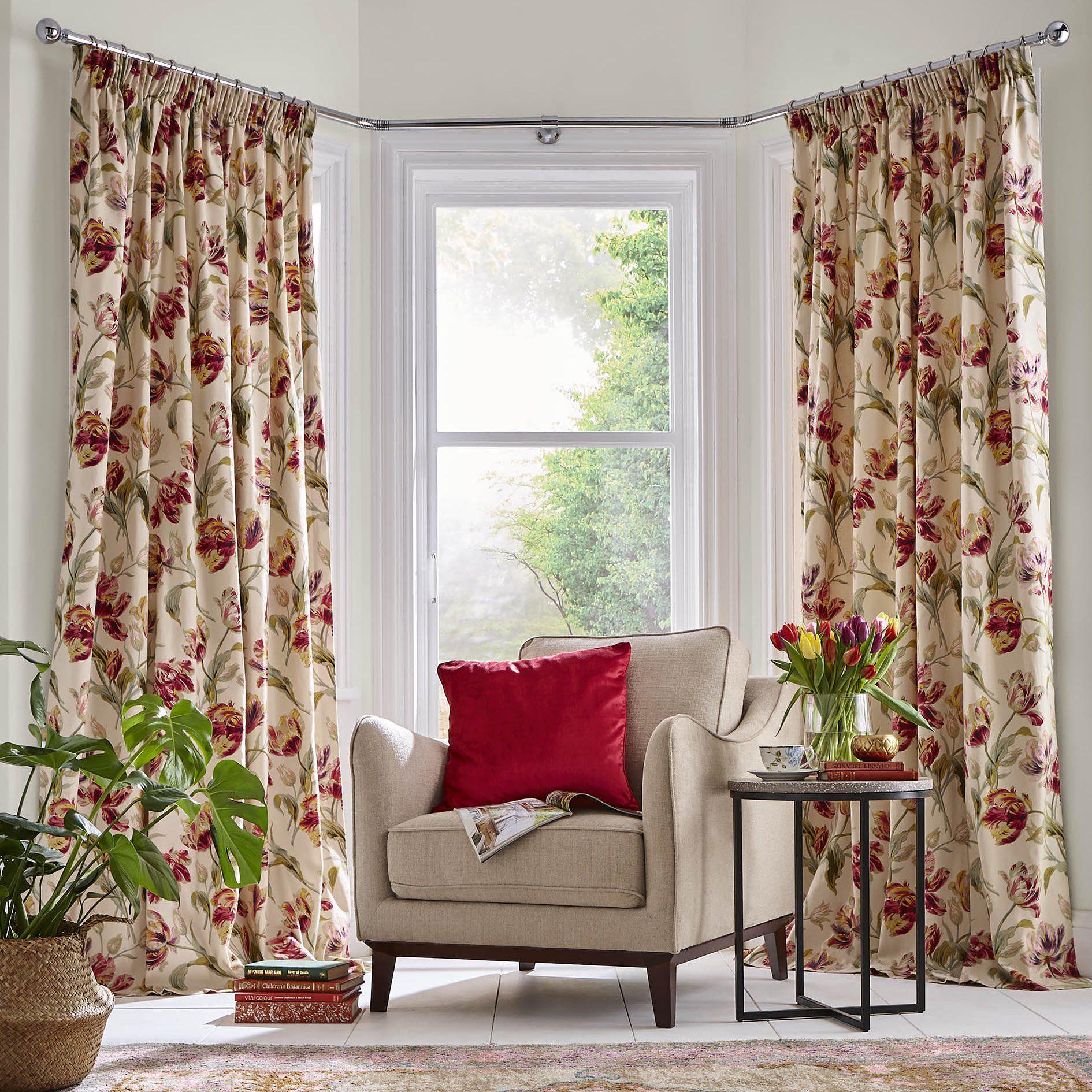 Laura Ashley Gosford Pencil Pleat Curtains - Premium Cranberry Red Blackout Drapes for Living Room & Bedroom - Thermal Insulated Window Treatments for Home Decor
